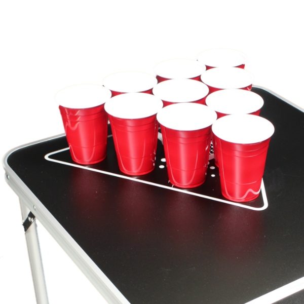 Black Beer Pong Table setup for beer pong game